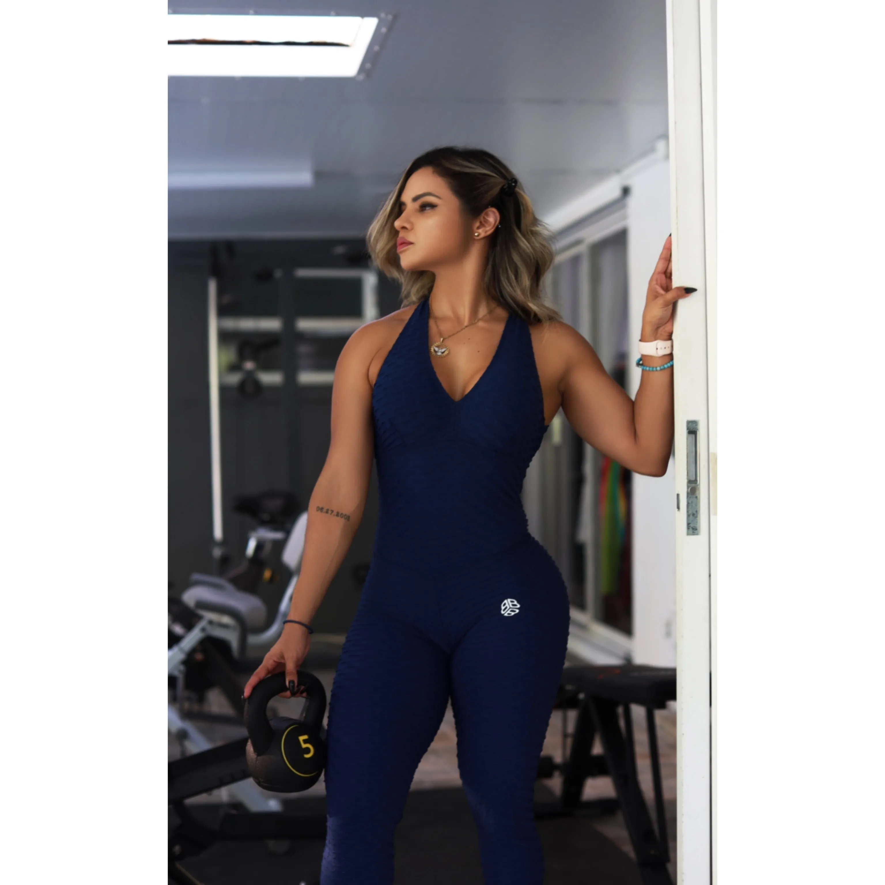 Navy Fit Scrunchy Supplex Bodysuit Festival Smart Travel Family