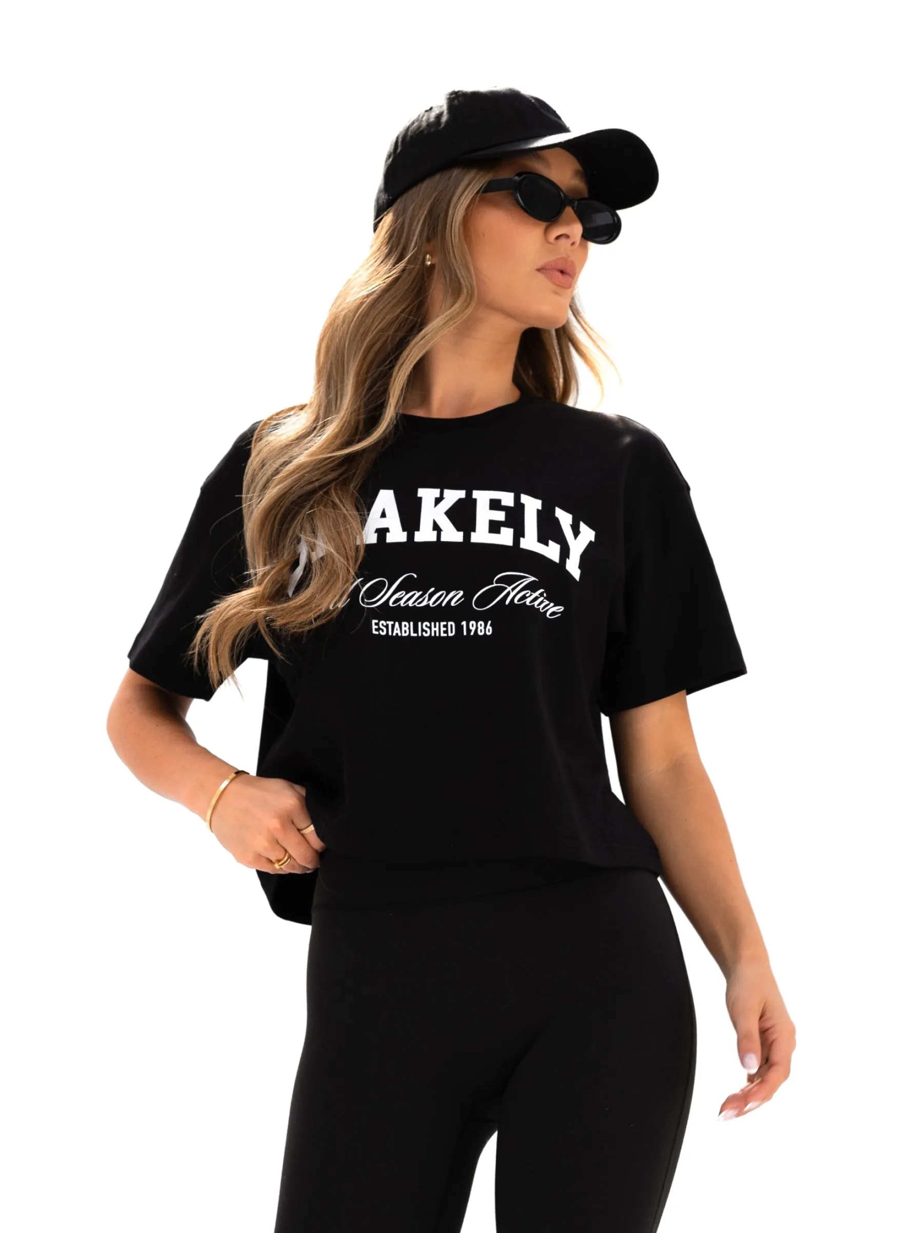 Melrose Cropped T-Shirt - Black Versatile Design ThermoregulatingFabric