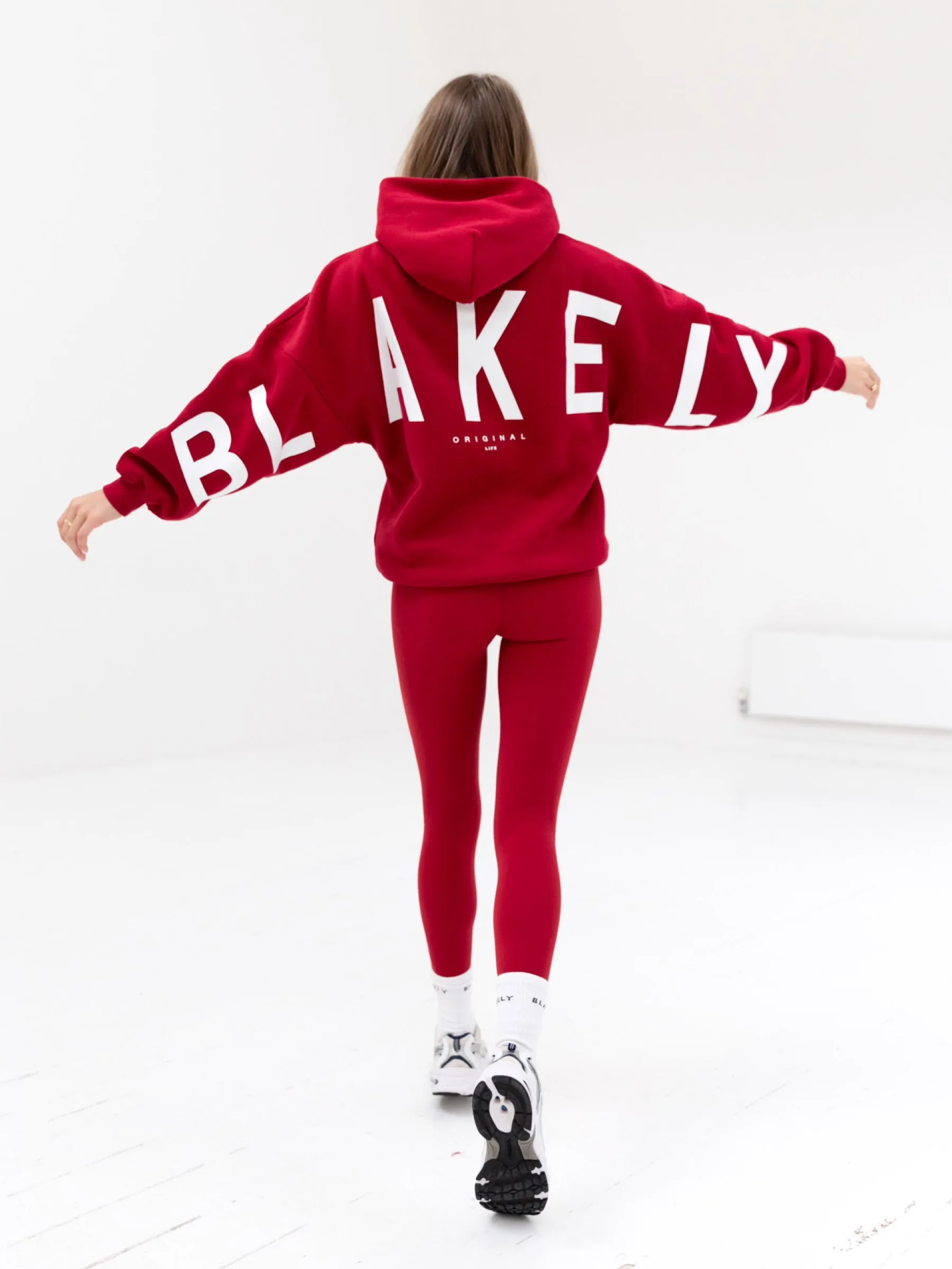 slim fit Moisture Wicking Technology Isabel Oversized Hoodie - Cherry Red