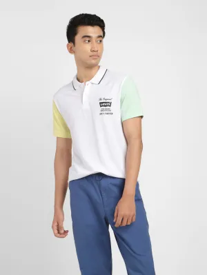 Multi Ply Collar DoubleStitched Seams Men's Colorblock Polo T-shirt