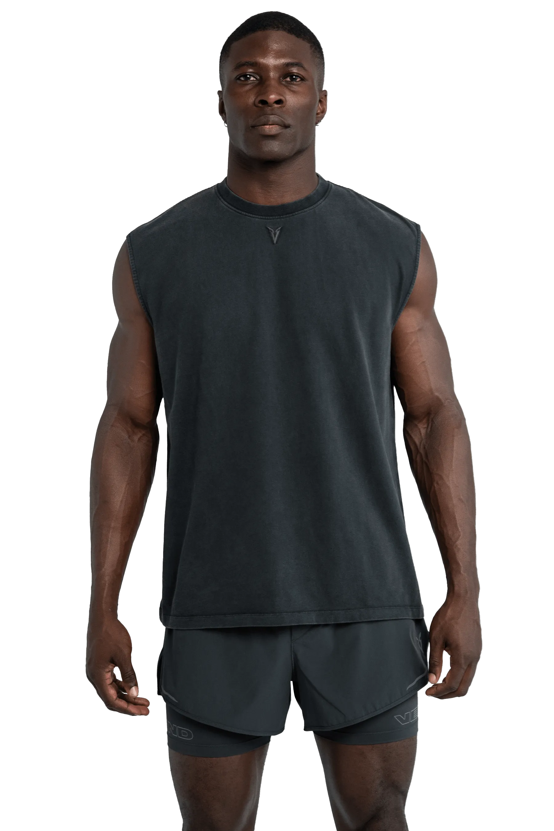 Flexible Boning Holiday Style Race ready SLEEVELESS T-SHIRT - Gray Vintage