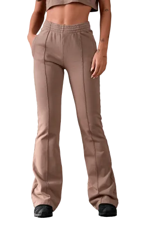 FLARED JOGGERS - Tan Striped Pattern LightweightConstruction