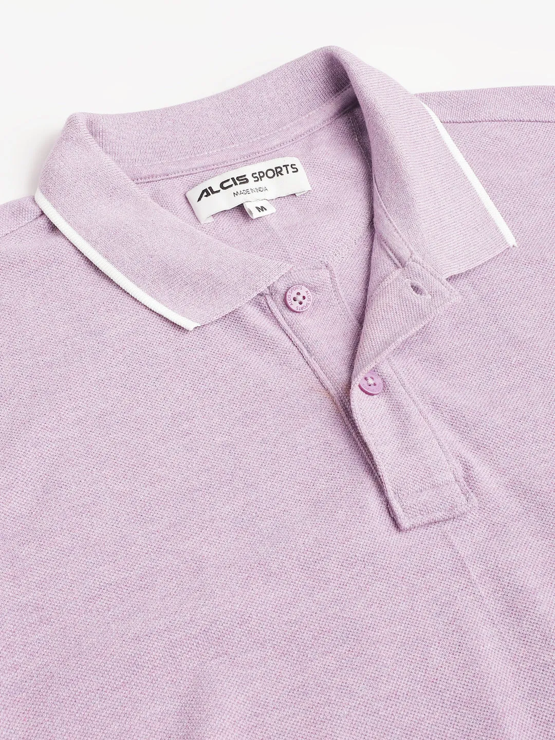 Alcis Men's Purple Melange Soft-Touch Regular-Fit Athleisure Polo T-Shirt Quick-Dry Tech