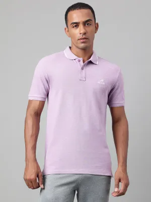 TearResistant Fiber Weekend Outing Alcis Men's Purple Melange Soft-Touch Regular-Fit Athleisure Polo T-Shirt
