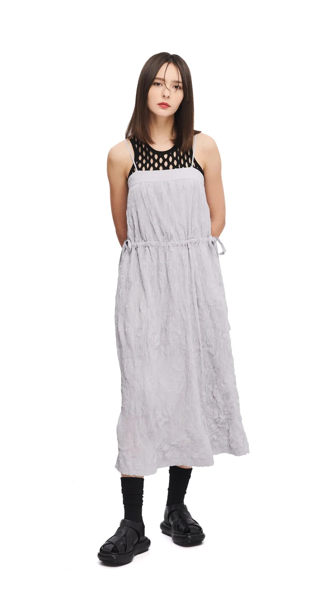 Crinkle Pleat Dress Storm Core