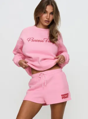 Sport Glow Princess Polly Sweat Short Bubble Text Pink / Red