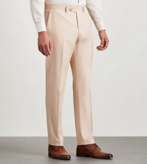 Multi Panel Construction Tear Resistant Weave Slim Fit Pale Peach Solid Suit Pants