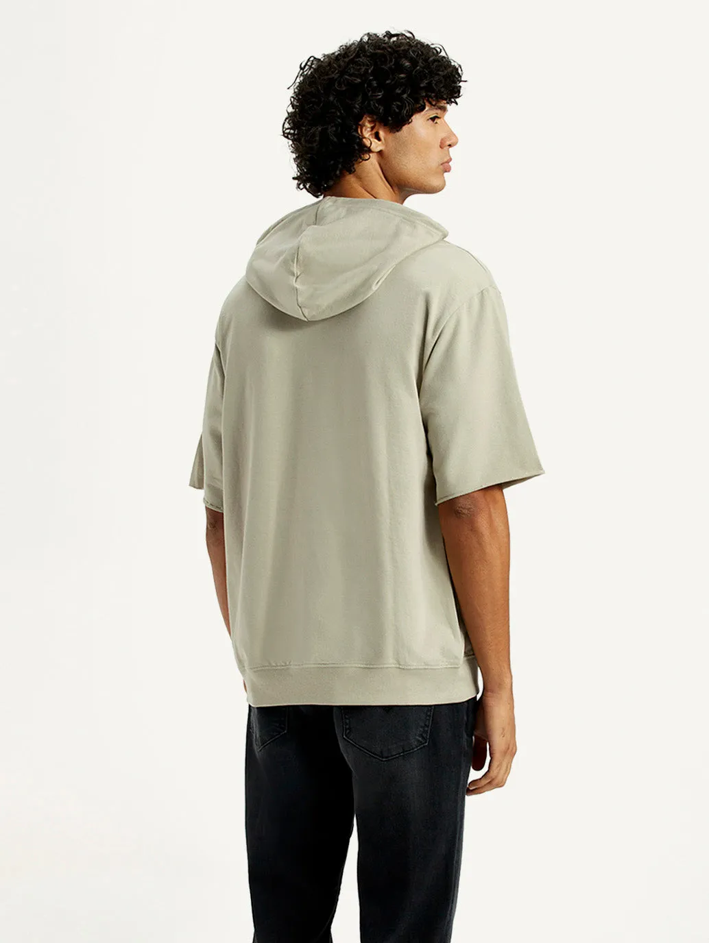 Men's Typographic Printed Hooded Sweatshirt Warm Layer
