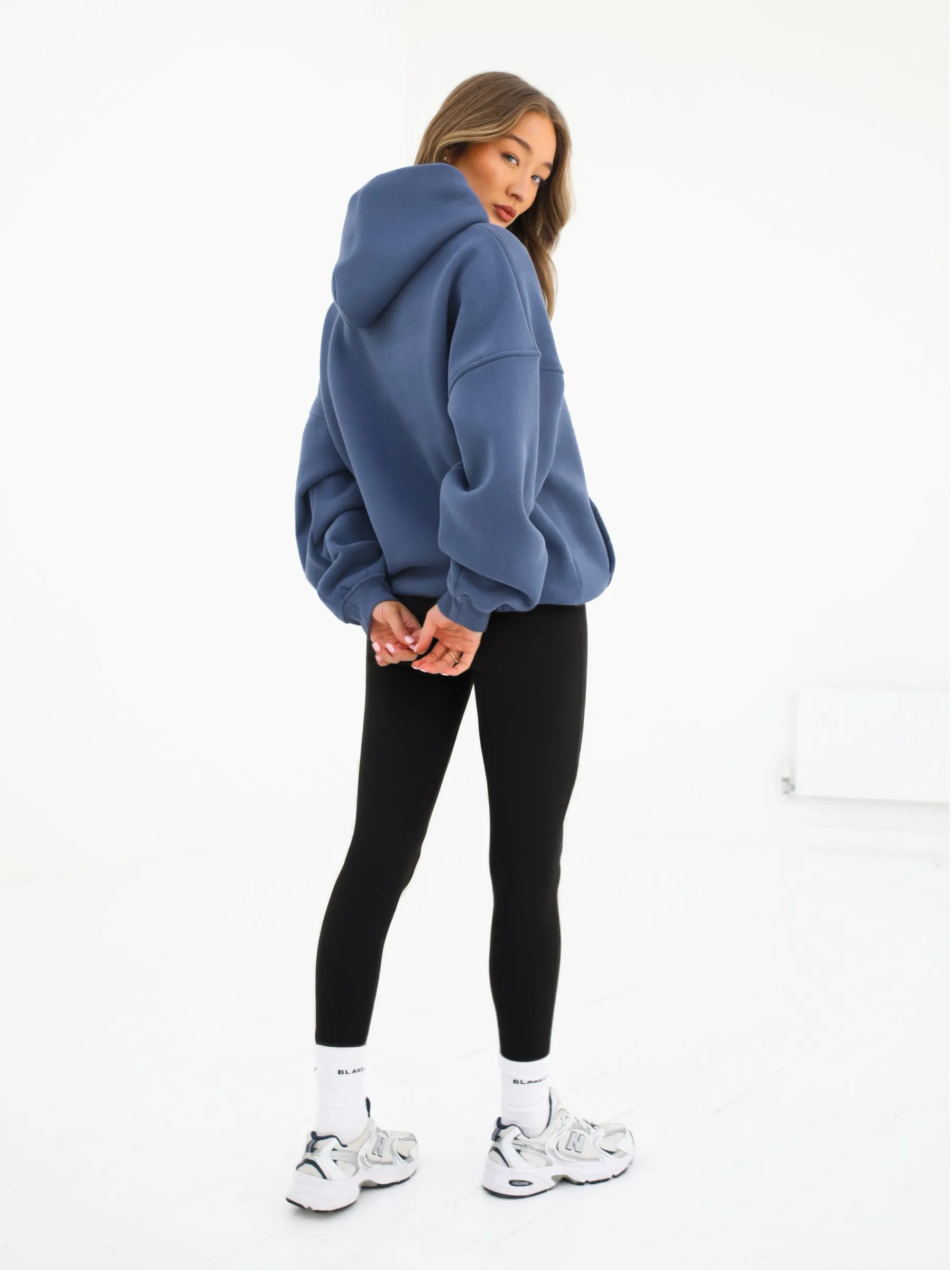 Family gathering wear Snowboarding wear Off Duty Oversized Hoodie - Steel Blue