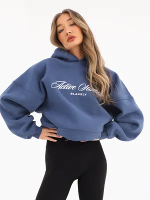 rhinestone accents Off Duty Oversized Hoodie - Steel Blue