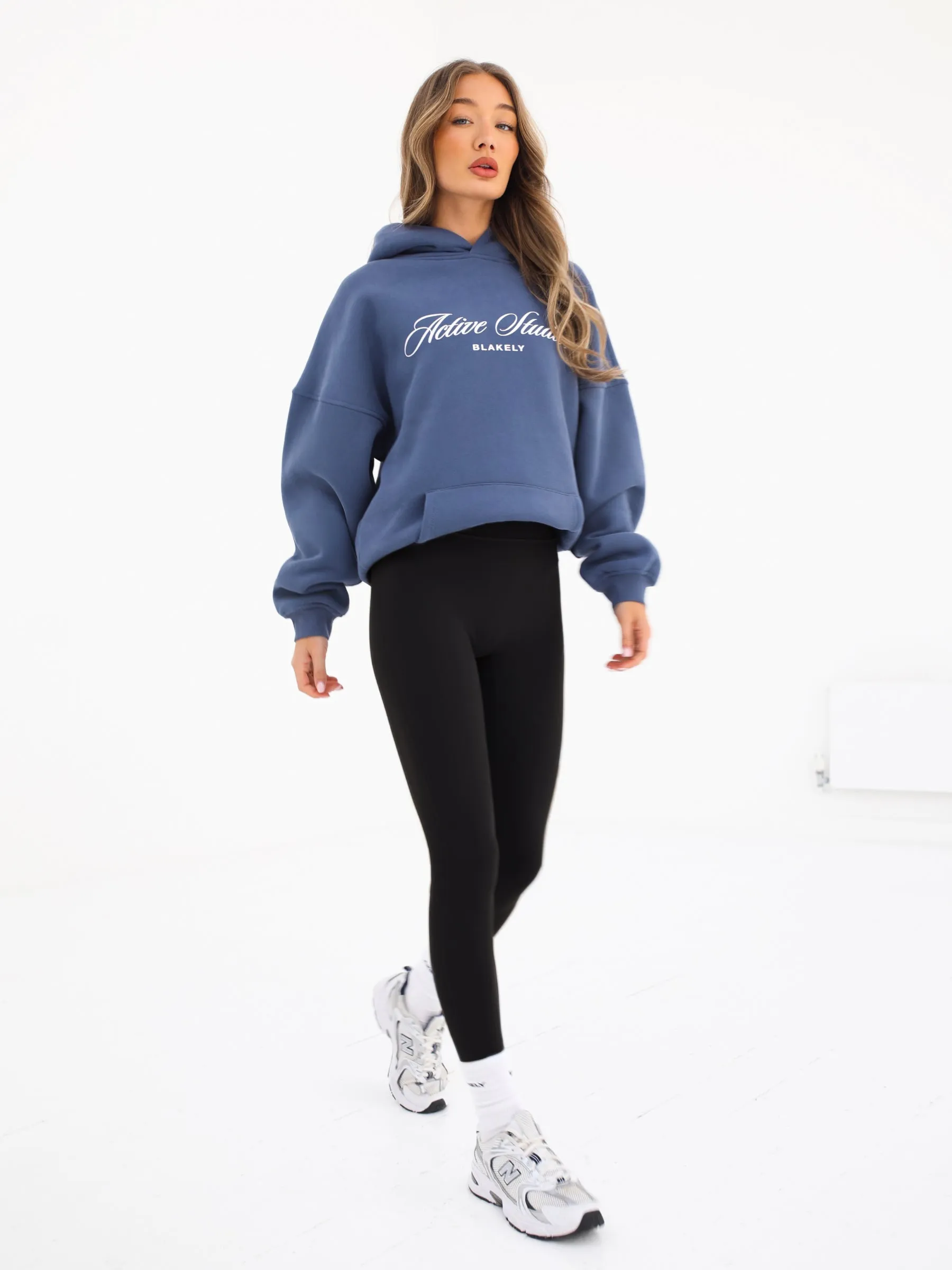 Off Duty Oversized Hoodie - Steel Blue Valentine's Day look Tonal Logo Embroidery