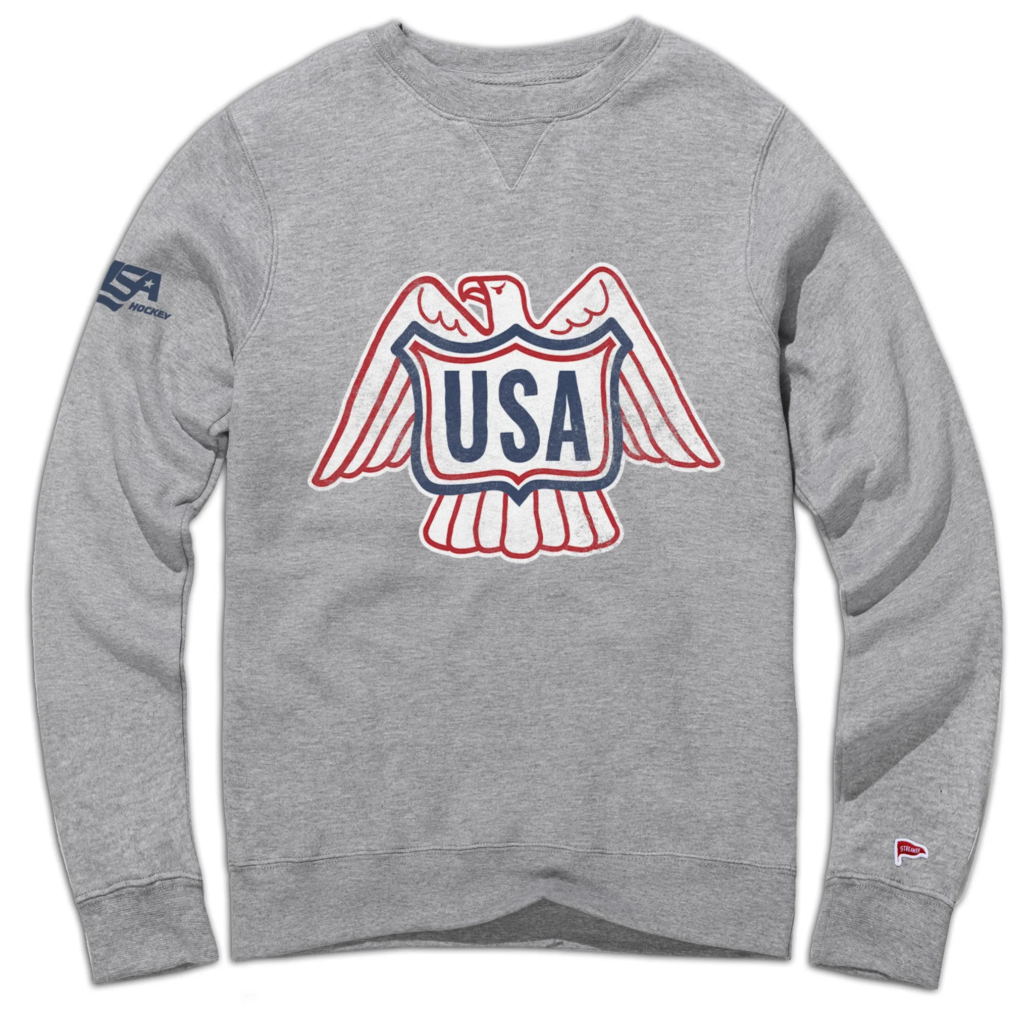 USA Hockey Vintage Eagle Crewneck Sweatshirt Ergonomic Cut St. Patrick's Day wear