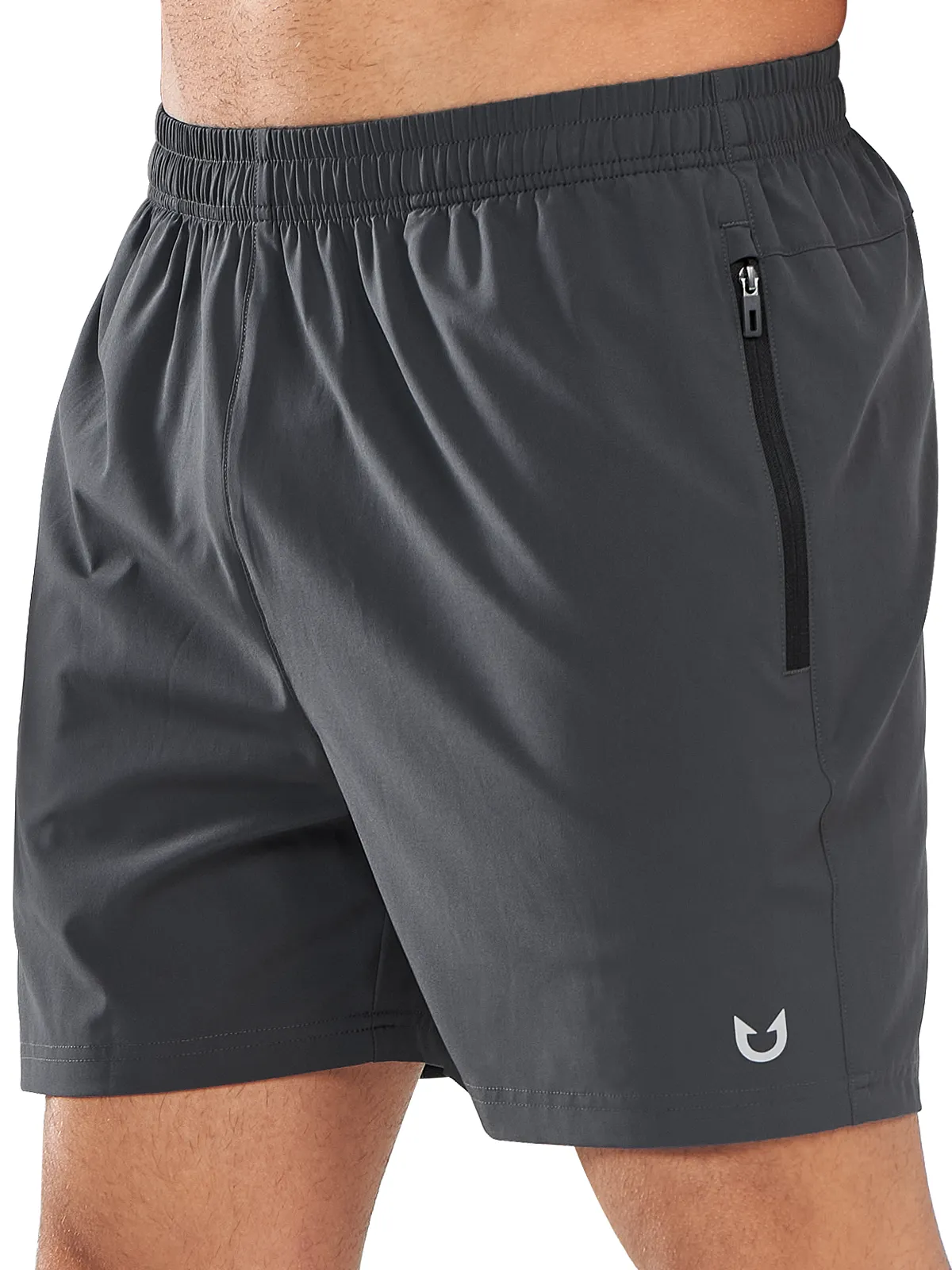 Men's 5 inch Workout Gym Stretch Shorts Lightweight with Zipper Pocket wrinkle - resistant Polyester shorts