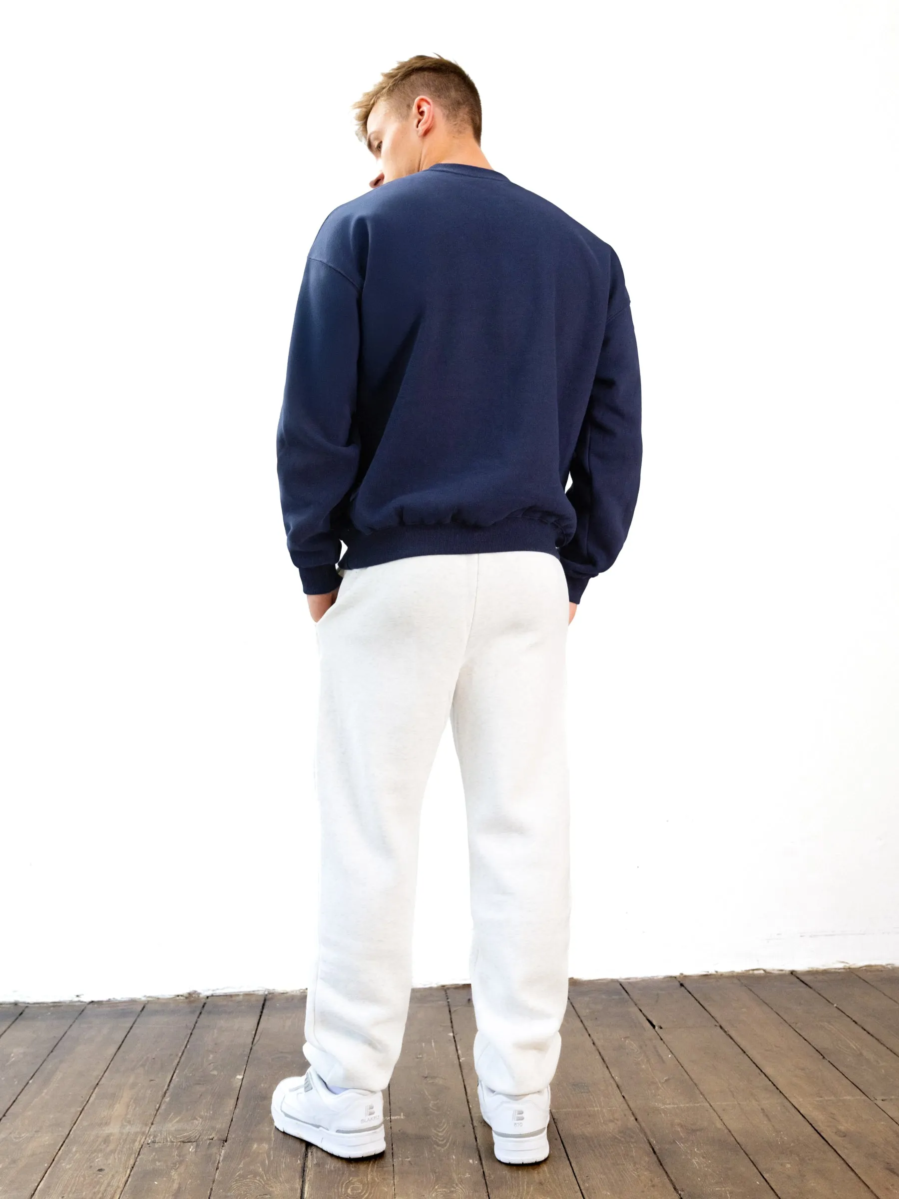 Stylish Fit Italic Relaxed Sweatpants - Marl White
