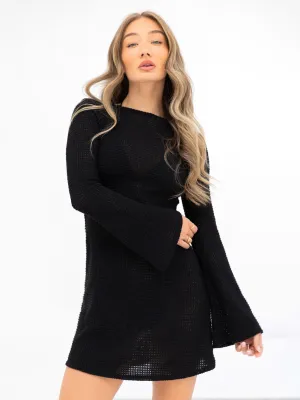 Crochet Mini Dress - Black Hope Fit Global Glow