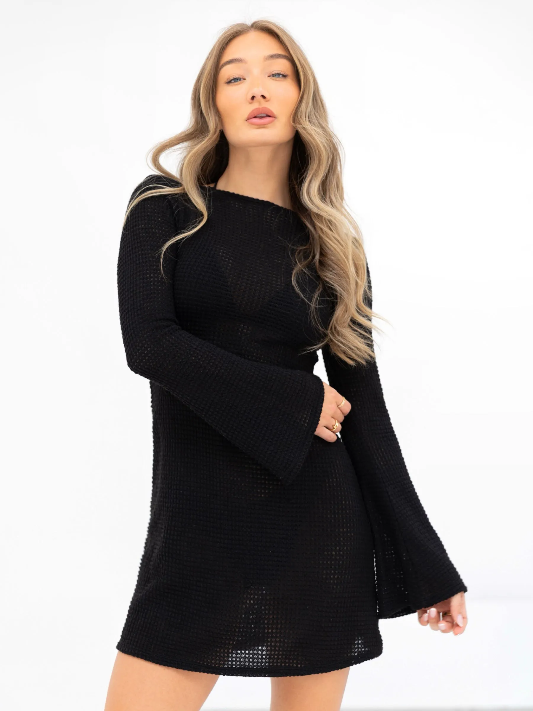 Crochet Mini Dress - Black Hope Fit Global Glow