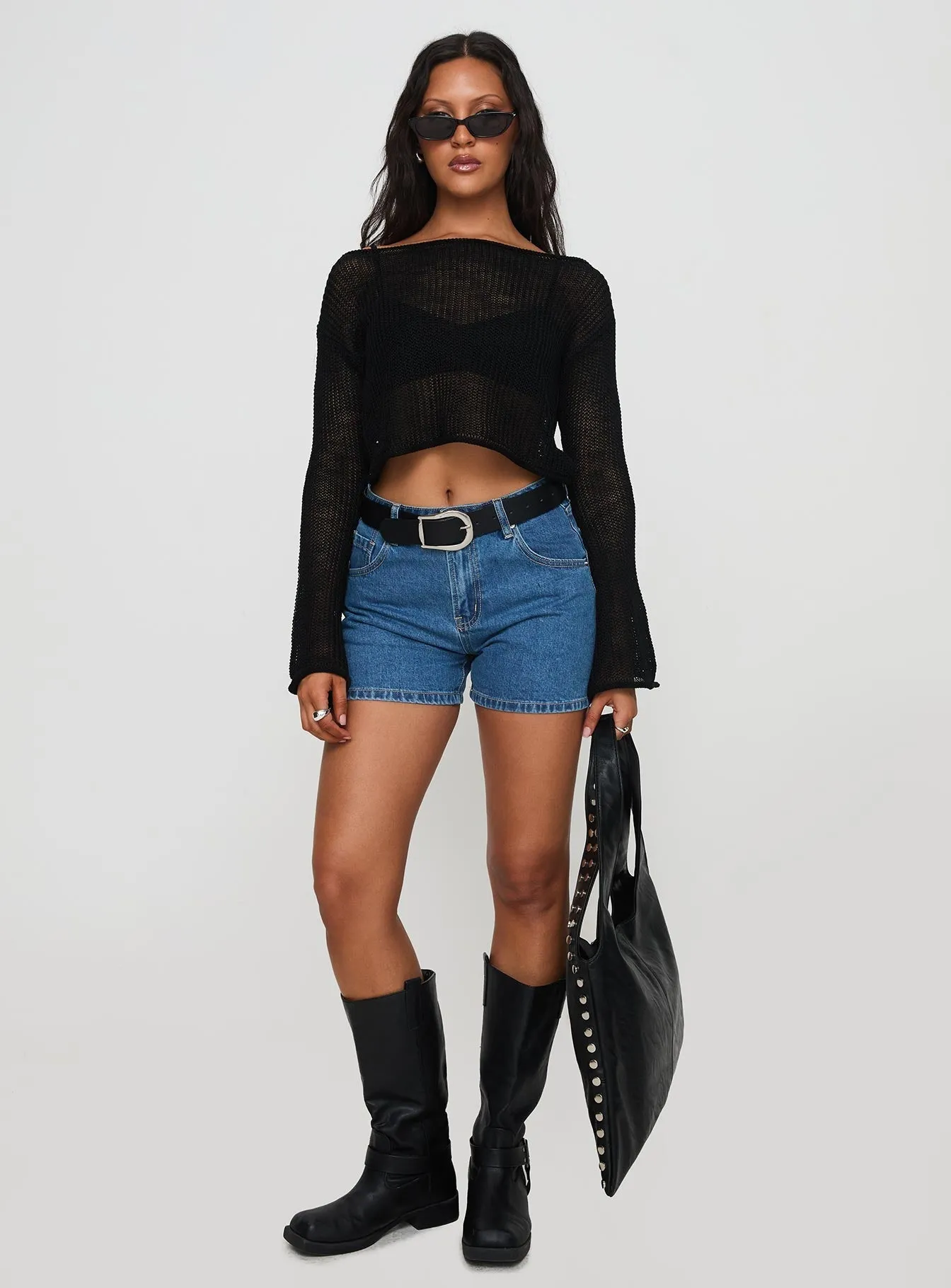 TaglessDesign NonRestrictive Cut Saldana Shorts Mid Blue Denim