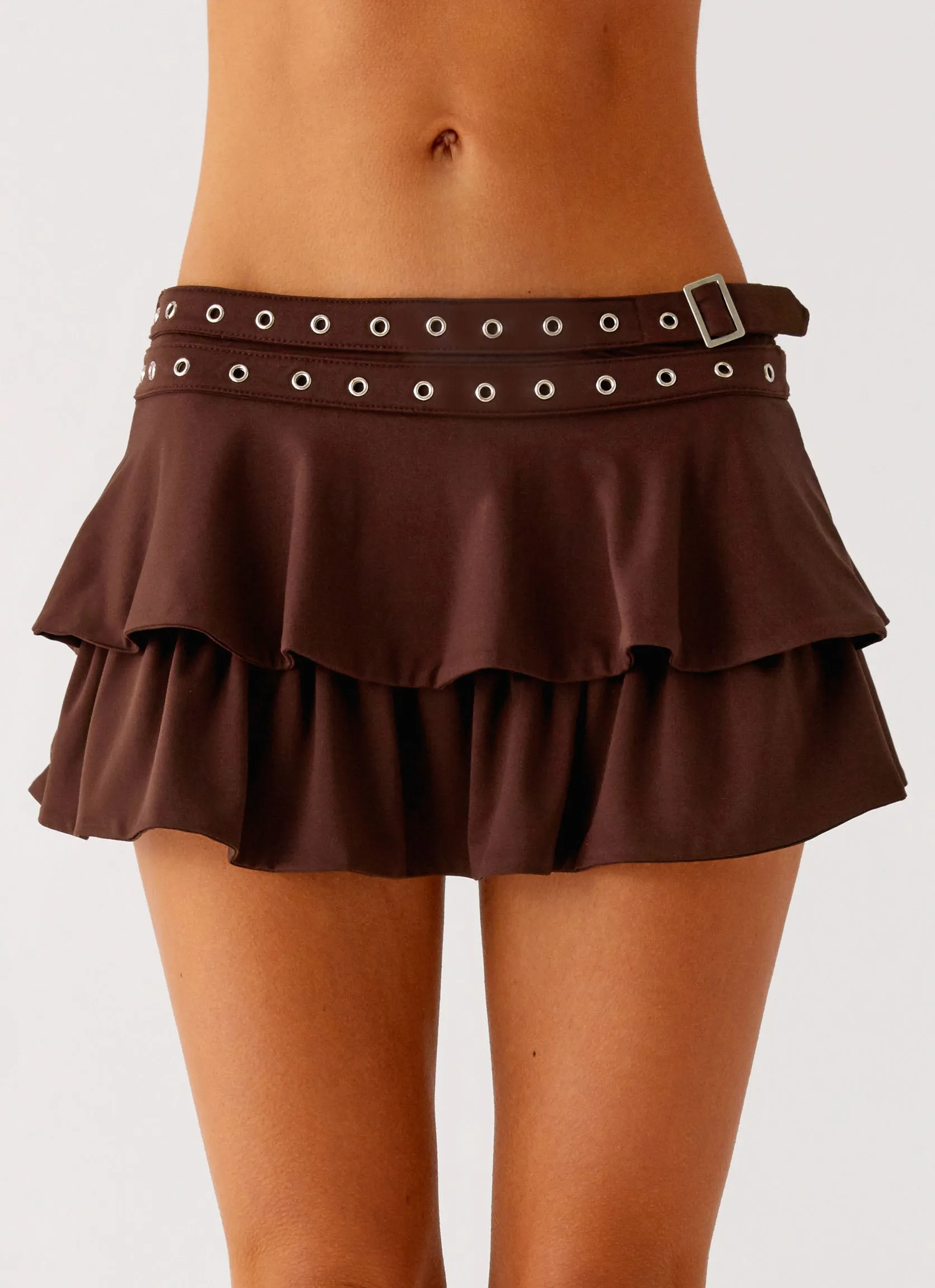 Prologue Belt Mini Skort - Chocolate Coastal Soft Comfort Look