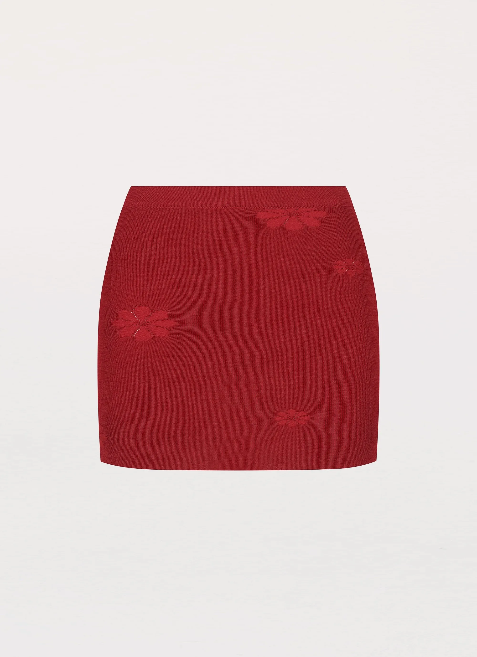 Soft Feel Holly Knit Mini Skirt - Rouge Red