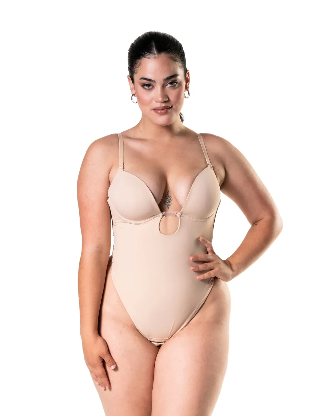 Plunge Shapewear Thong Bodysuit Sharp Neutral Stylish Fancy