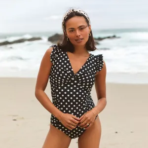 Ocean Breeze Riptide One-Piece, Black Polka Dot