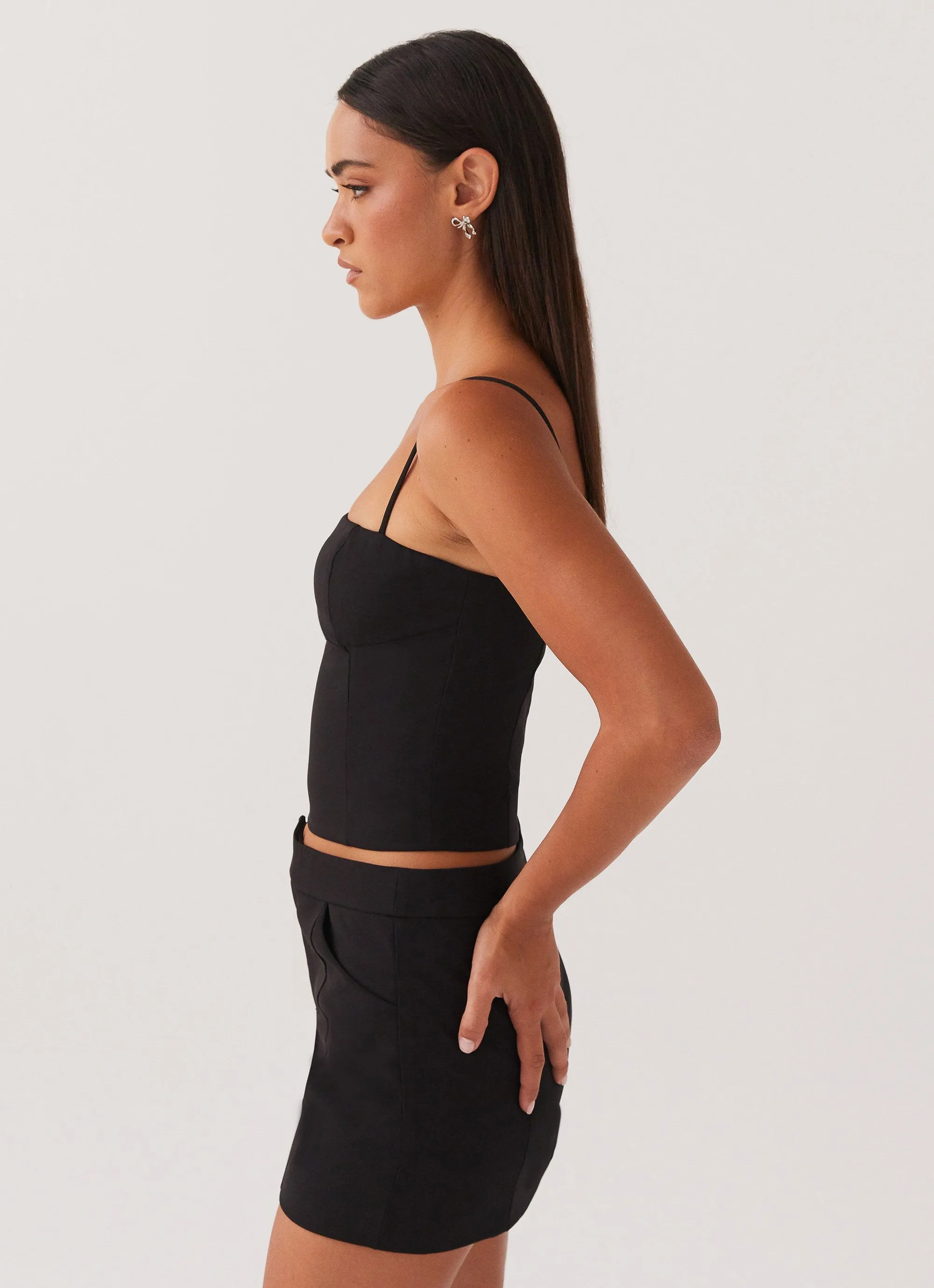 Ruched-Detail Eliana Suit Mini Skirt - Black