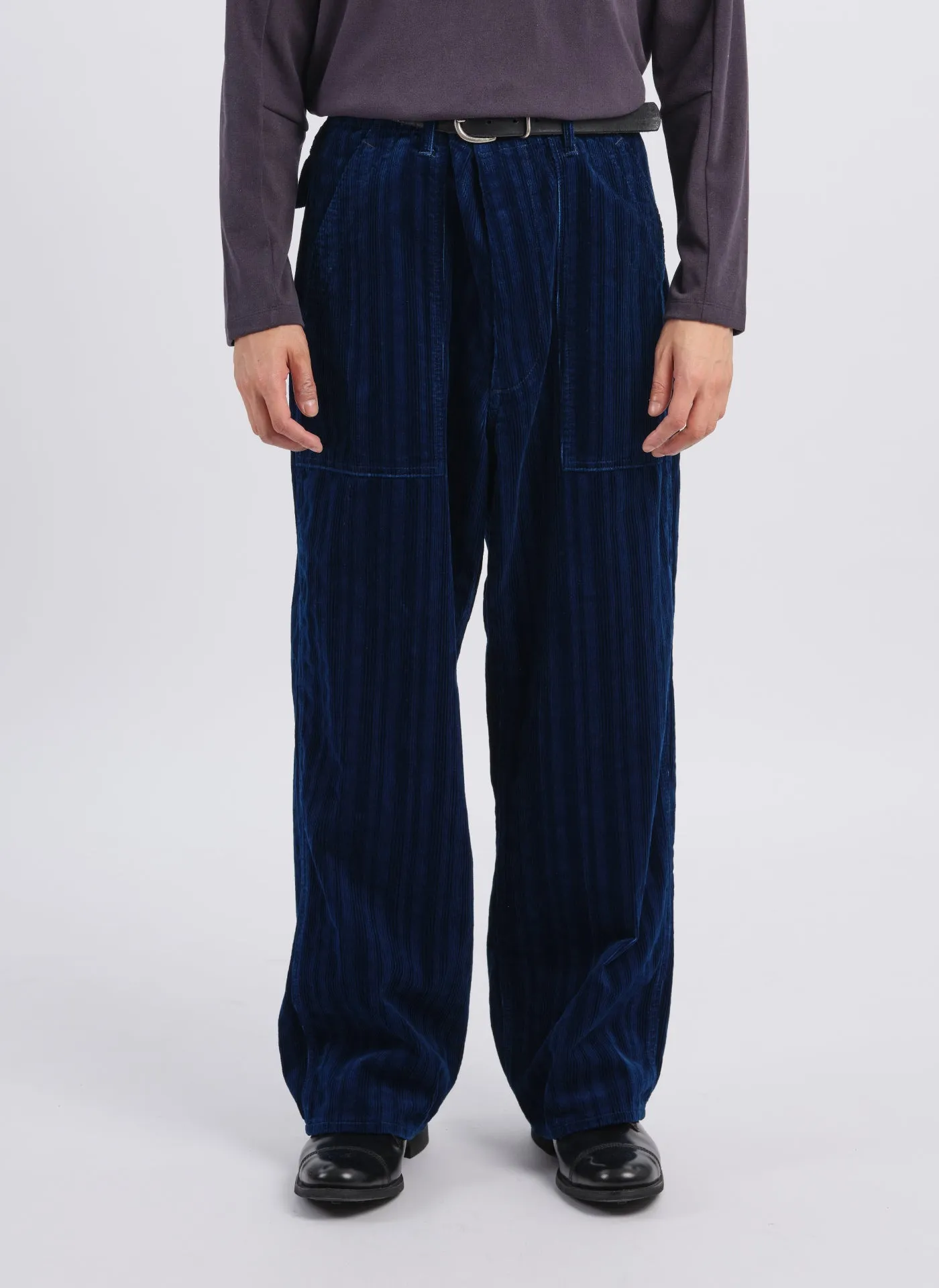 Indigo Cotton Corduroy Baker Pants Ventilation Panels Translucent Soul