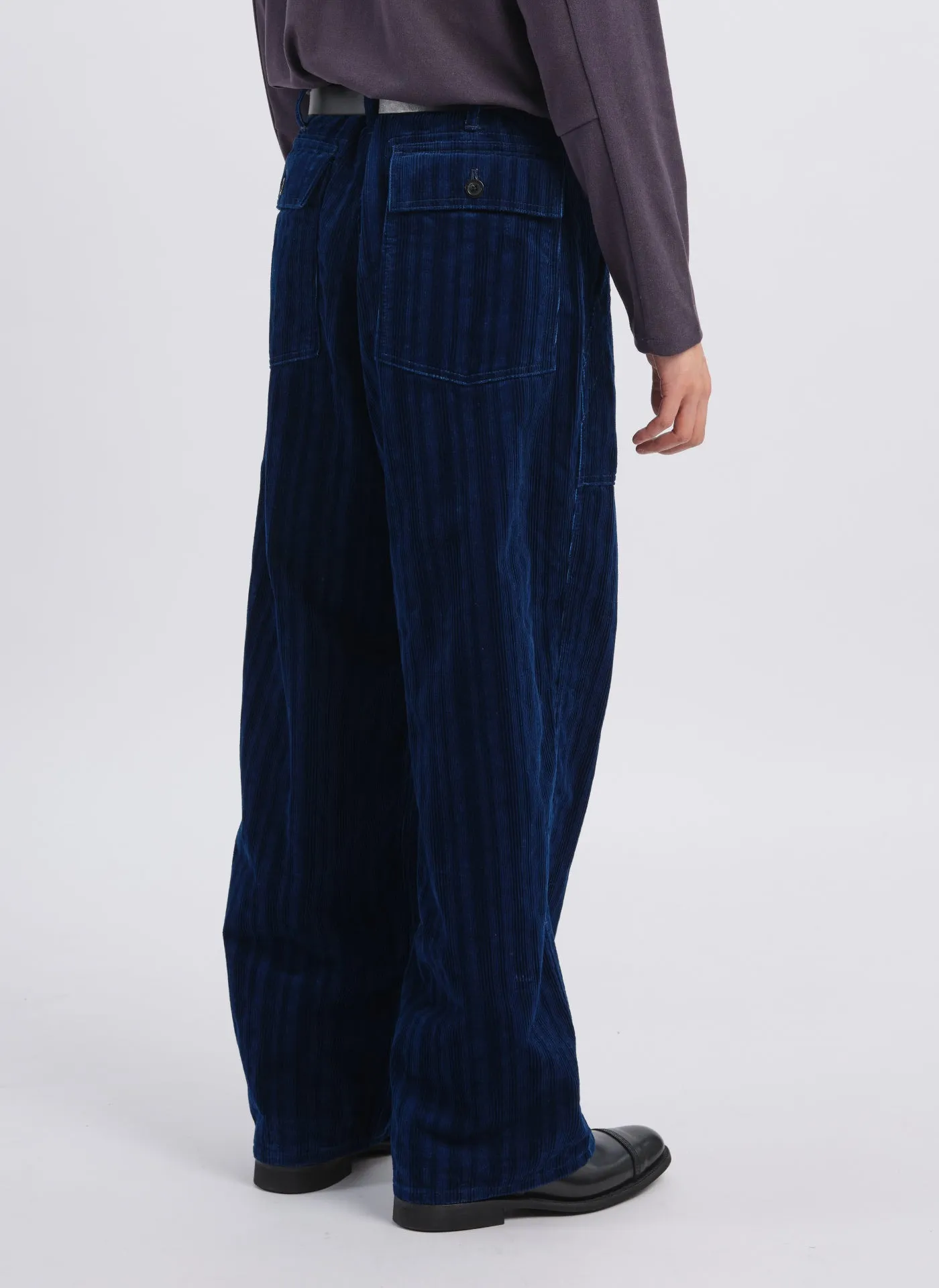 Luxury Touch Neo Mode Indigo Cotton Corduroy Baker Pants