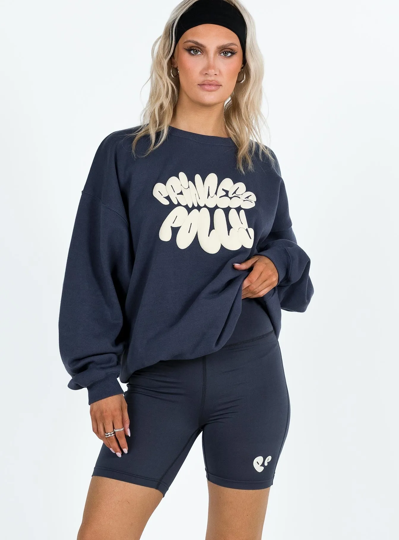 Island Vibe Princess Polly Bike Shorts Bubble Text Slate