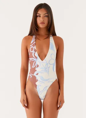 Reusable Packaging Option Delia One Piece Swimsuit - Bloom Wave Print