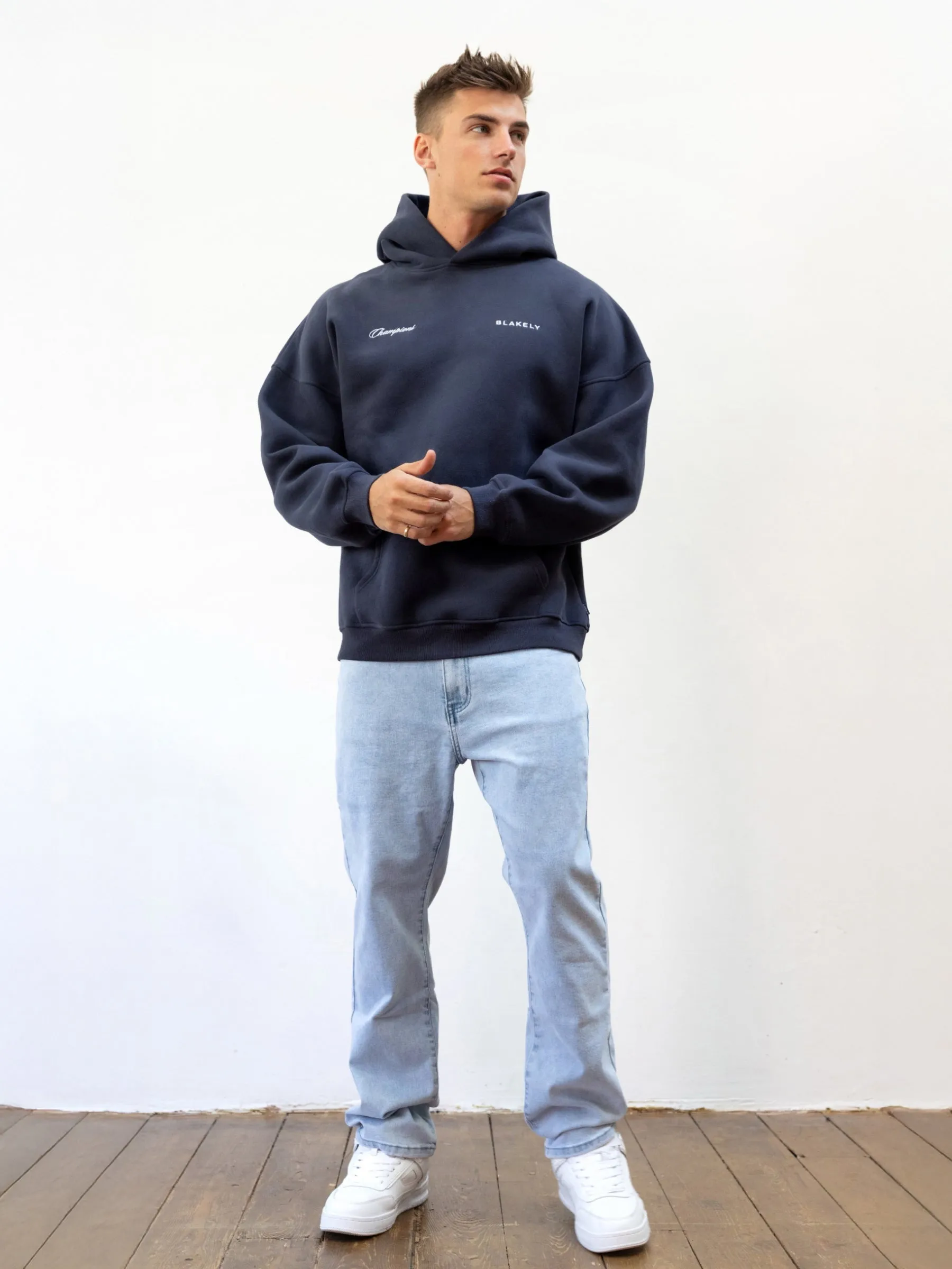 Quilted Panels dormitory style Champions Legacy Relaxed Hoodie - True Navy