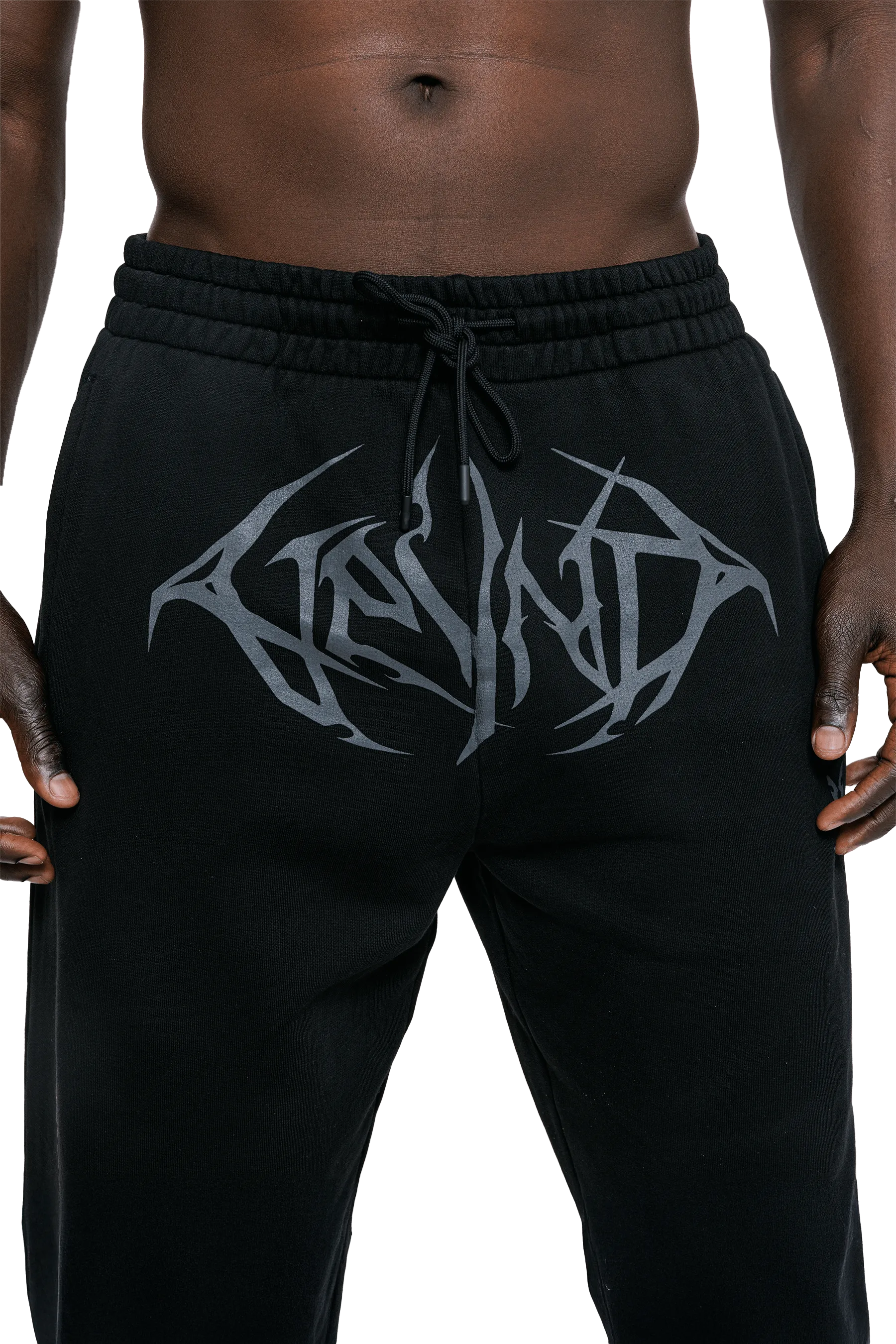 JOGGERS GRAY VEINS GRAPHIC - Black Adjustable drawstring Pocket Reinforcement