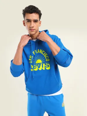 Men's Solid Dark Blue Hooded Sweatshirt Tech Wear LGBTQ  fashion