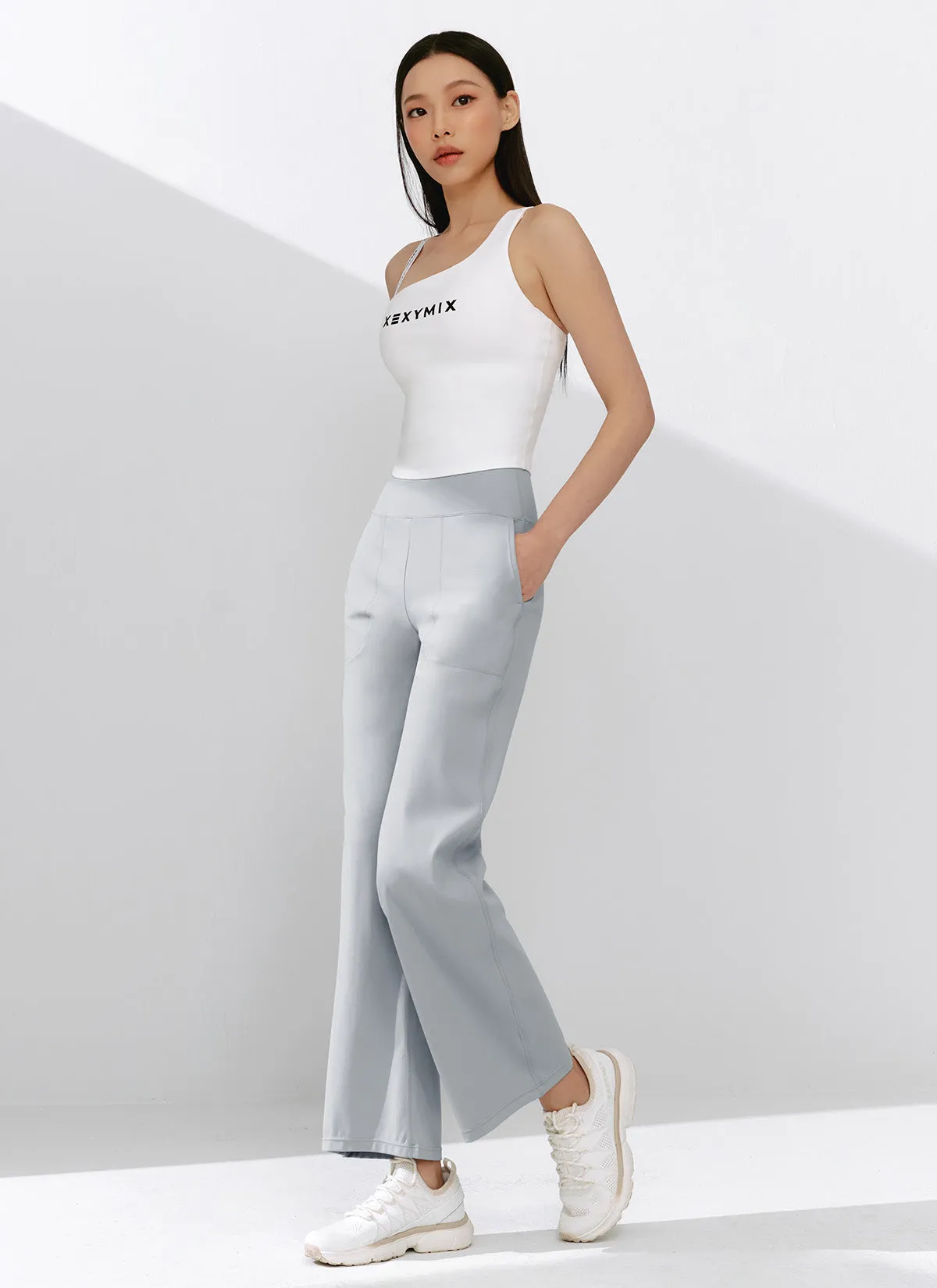 Black Label Power Rise Pocket Wide Leggings Cool Nylon