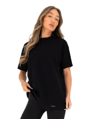 Olivia Oversized T-Shirt - Black Gym workout Pocket Reinforcement