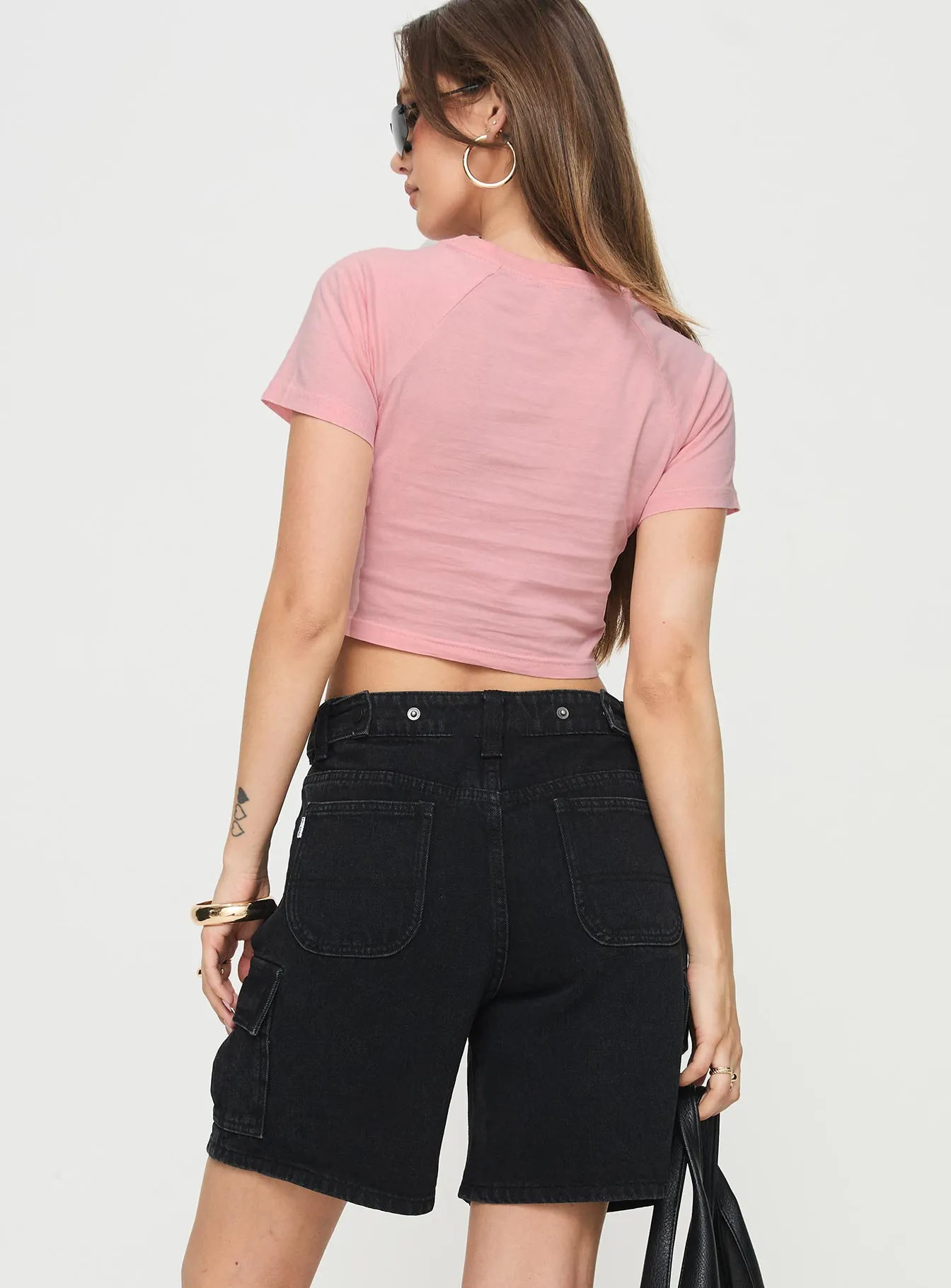 Mika Carpenter Denim Shorts Washed Black SnagResistant Weave Calm Wave