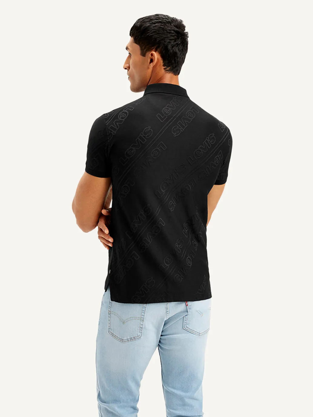 Men's Brand Logo Slim Fit Polo T-shirt Layered Collar Structure
