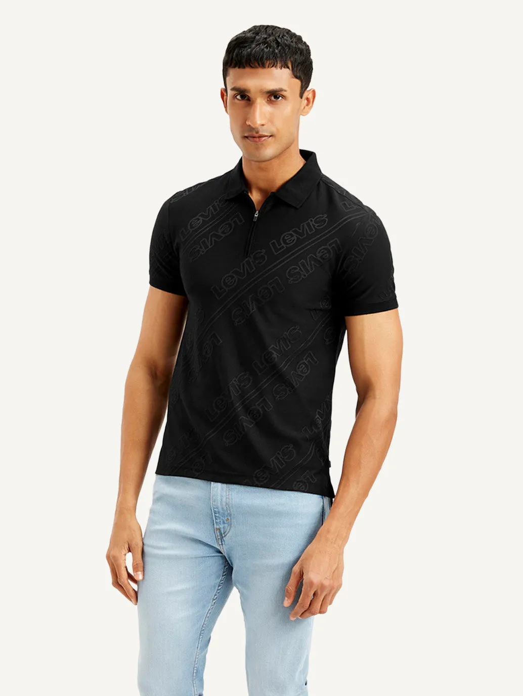 AntiBacterial Coating Lounge Wear Men's Brand Logo Slim Fit Polo T-shirt