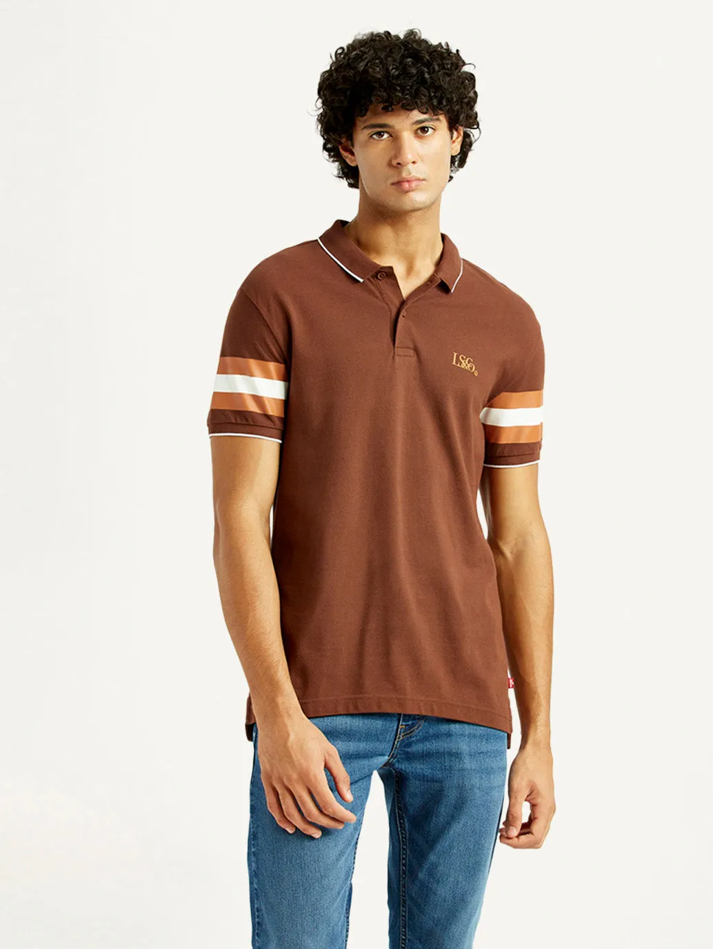 Men's Pure Cotton Slim Fit Polo T-shirt Reinforced Shoulders TwoTone Fabric Blend