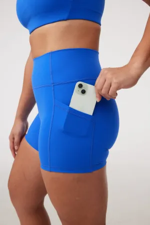 Active Style tumble dry Pocket Shorts (Mini 4") in Electric
