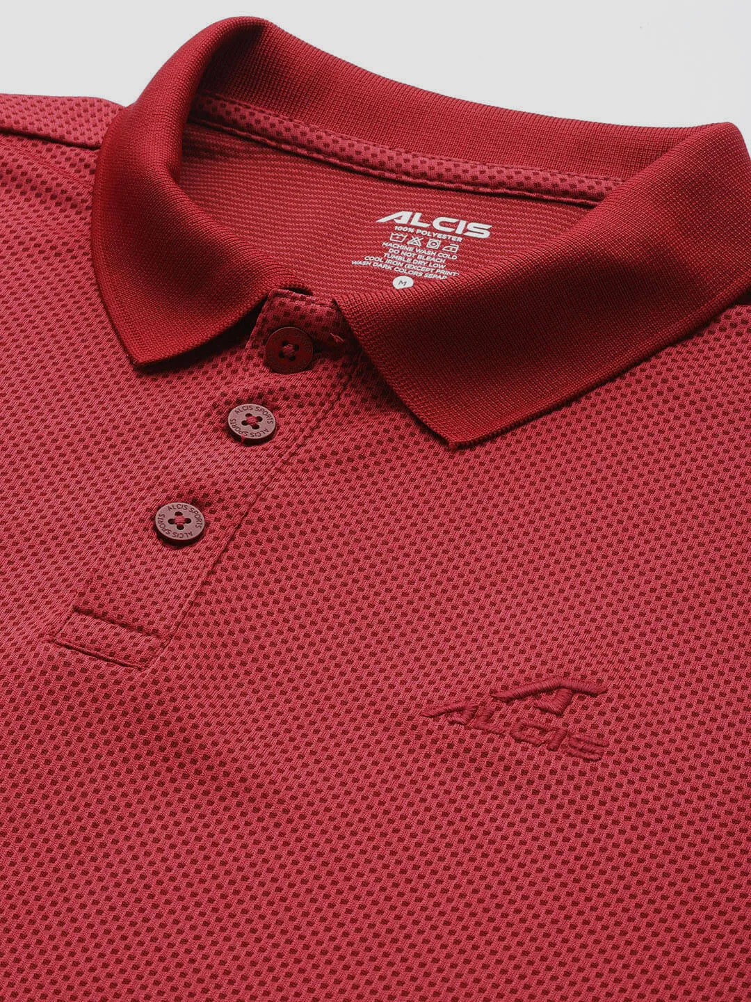 ComfortStretch Collar Athletic Cut Alcis Men Red Polo Dry Tech Slim Fit  T-shirt