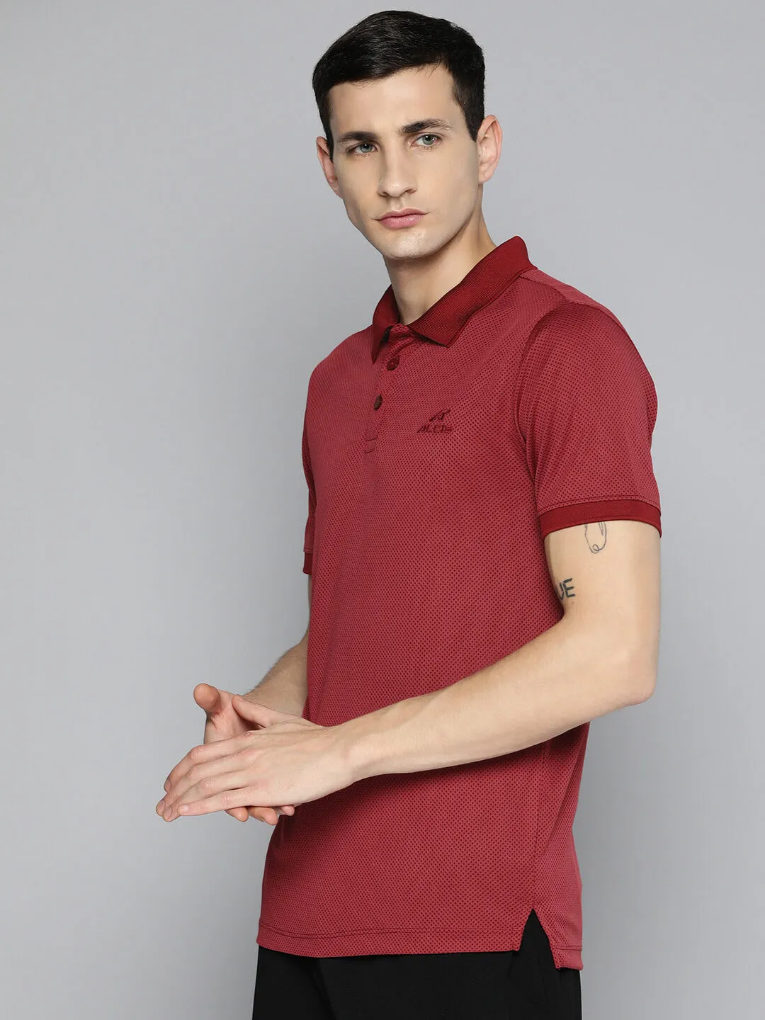Alcis Men Red Polo Dry Tech Slim Fit  T-shirt Classic Comfort