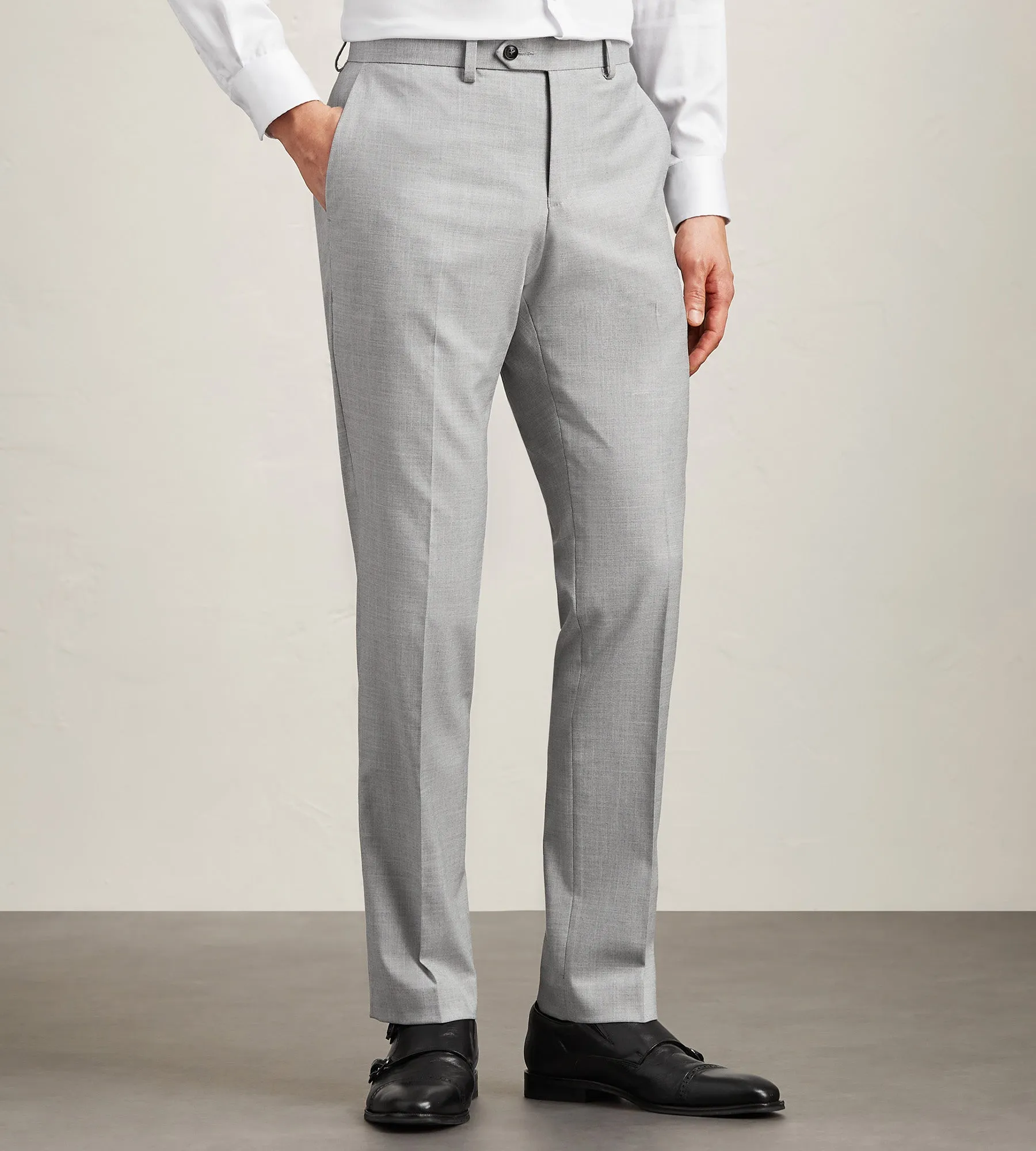 Modern Fit Light Grey Solid Suit Pant Air Flow ErgonomicStitching