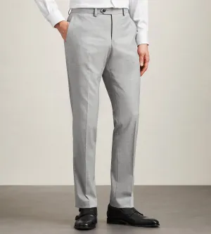 Smart Look Raw edge Modern Fit Light Grey Solid Suit Pant