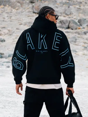 Coastal Style Cozy Feel Embroidered Idris Oversized Hoodie - Electric Blue
