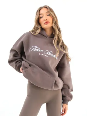 Off Duty Oversized Hoodie - Ash Brown Tagless Neck Office Wear
