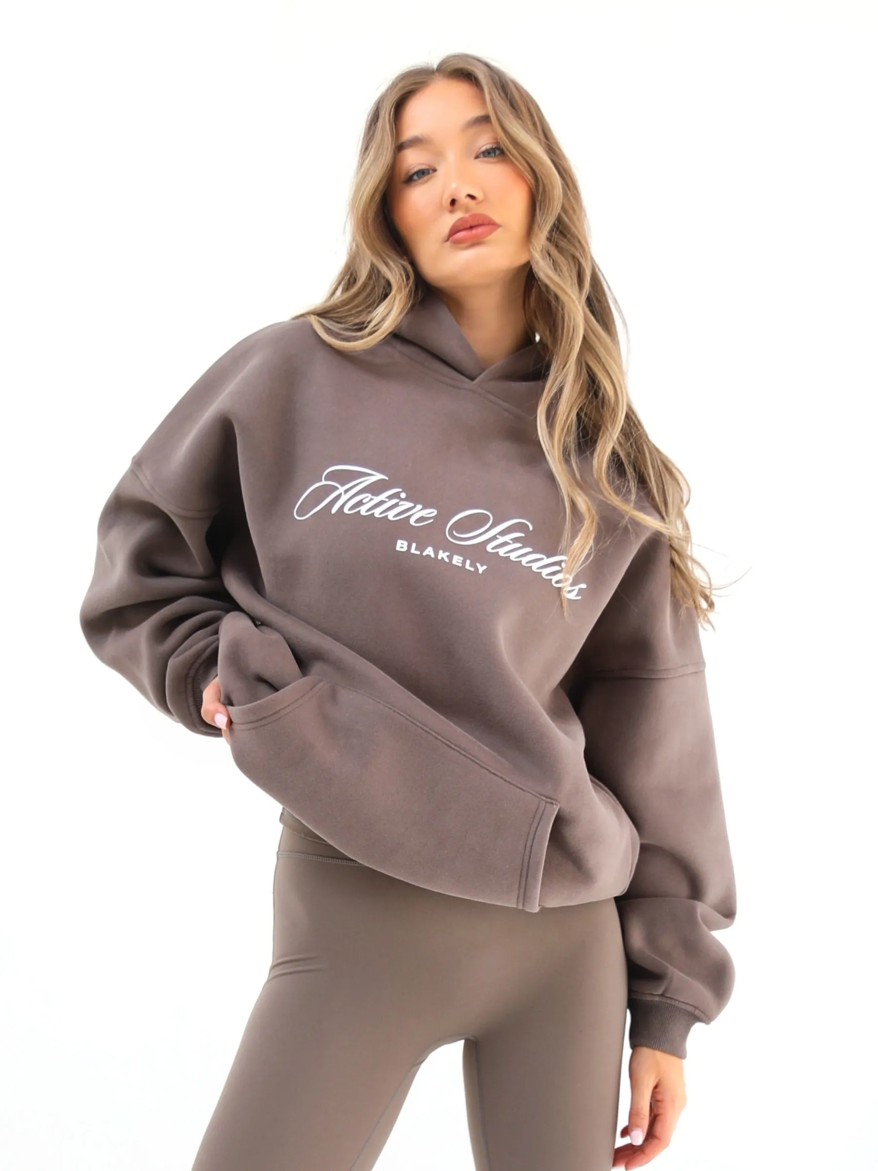 Off Duty Oversized Hoodie - Ash Brown Tagless Neck Office Wear