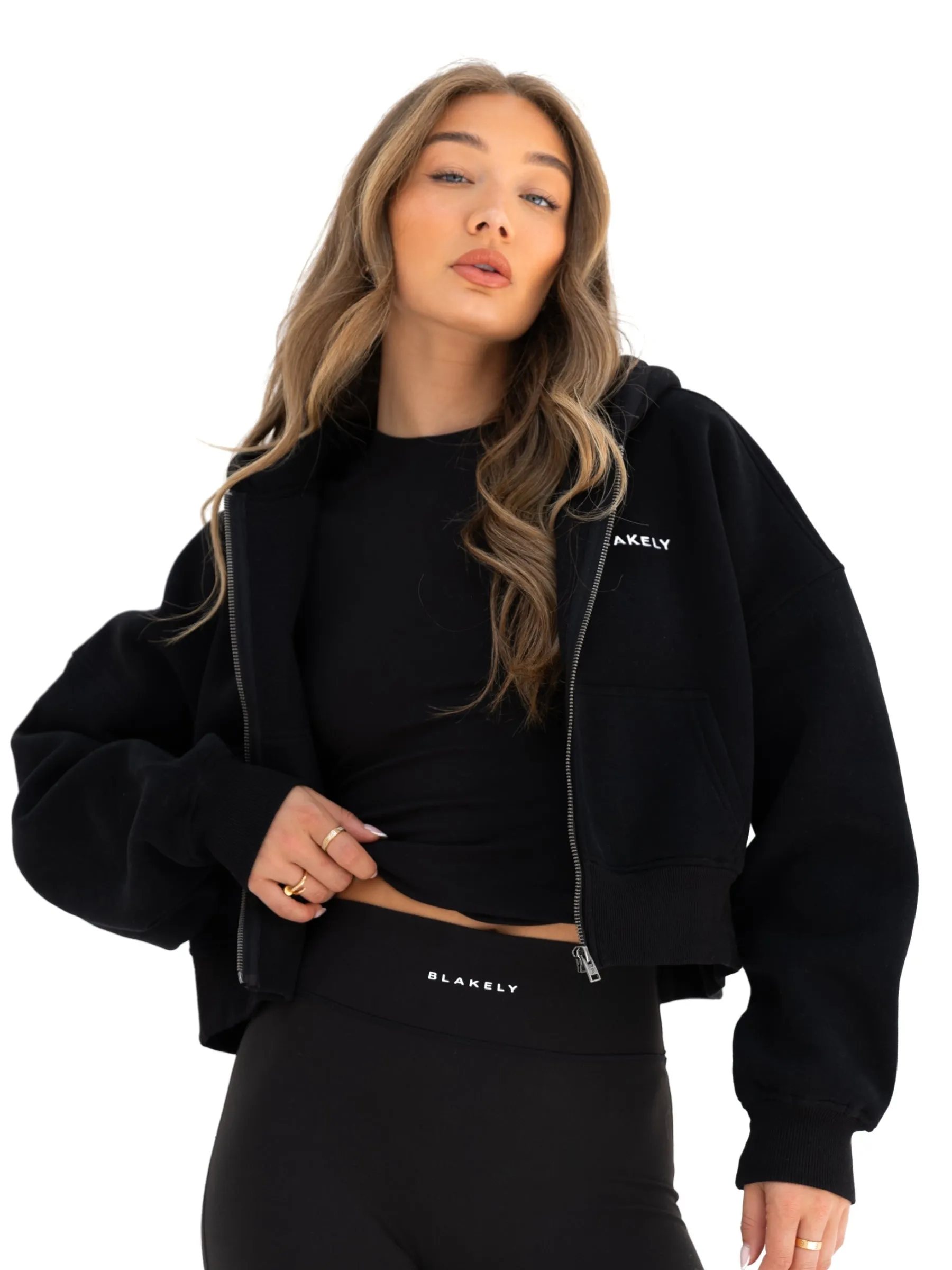 Blakely Full Zip Hoodie - Black Floral Print