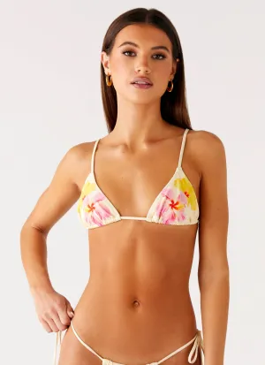 Soffa Bikini Top - Yellow Flower compression support Glossy-Texture