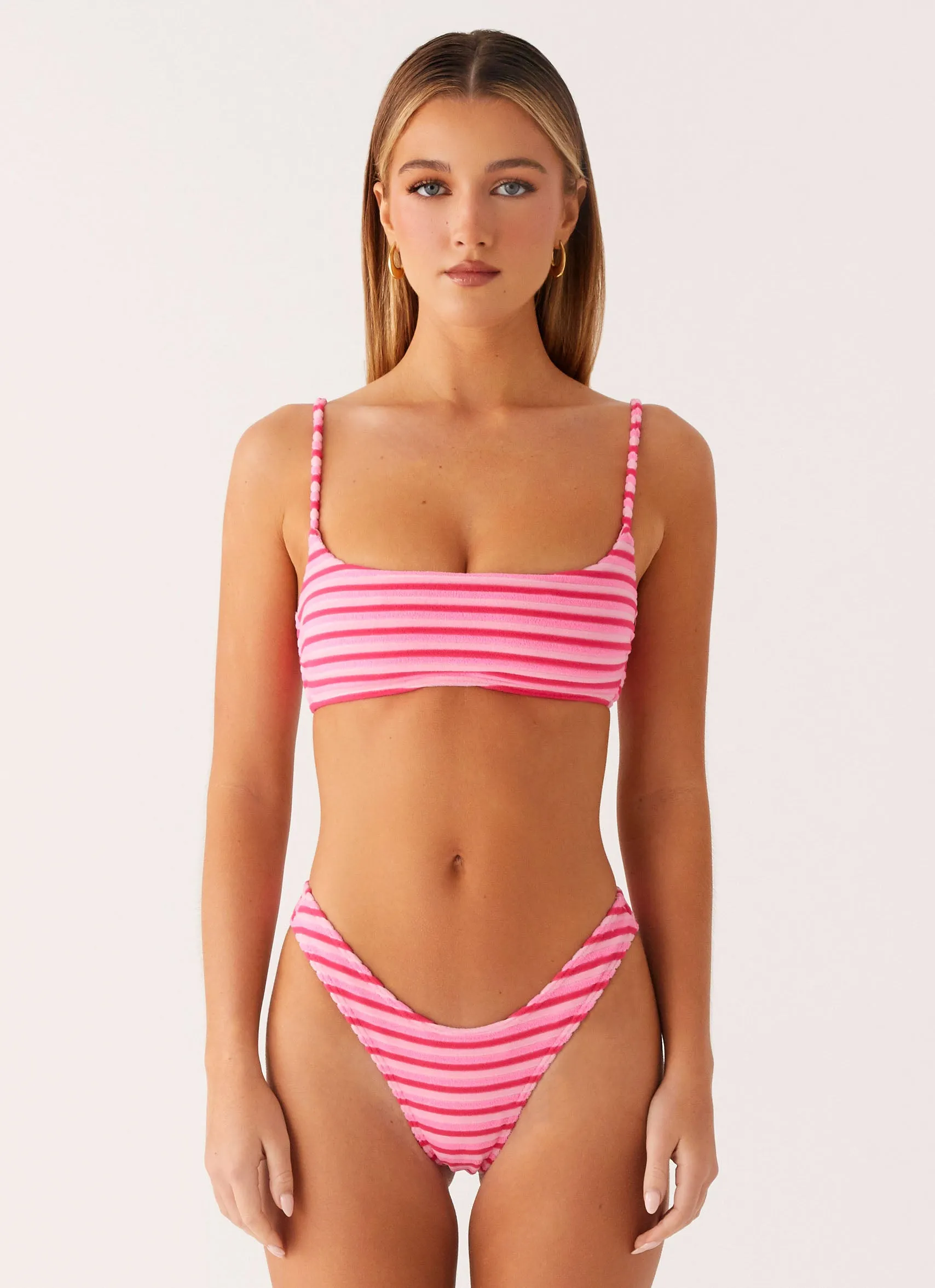 Effortless-Style Mauritius Bikini Bottoms - Pink Stripe